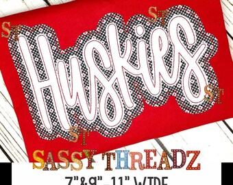 Huskies Bean Stitch Double Stacked Script Applique Embroidery Download