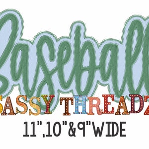 Baseball Zig Zag Double Stacked Script Applique Embroidery Download