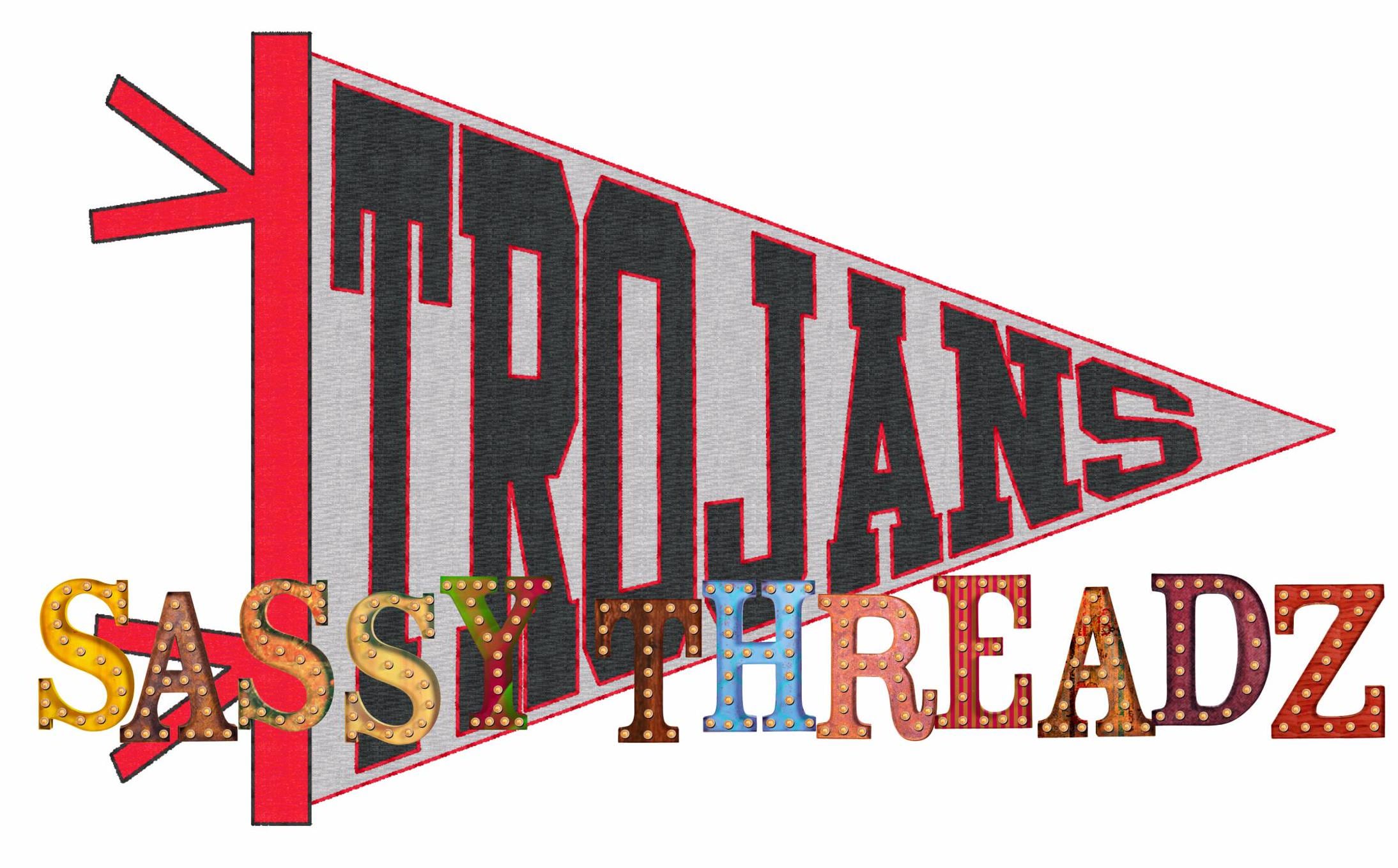 Trojans Bean Stitch Game Day Pennant Applique Embroidery Download