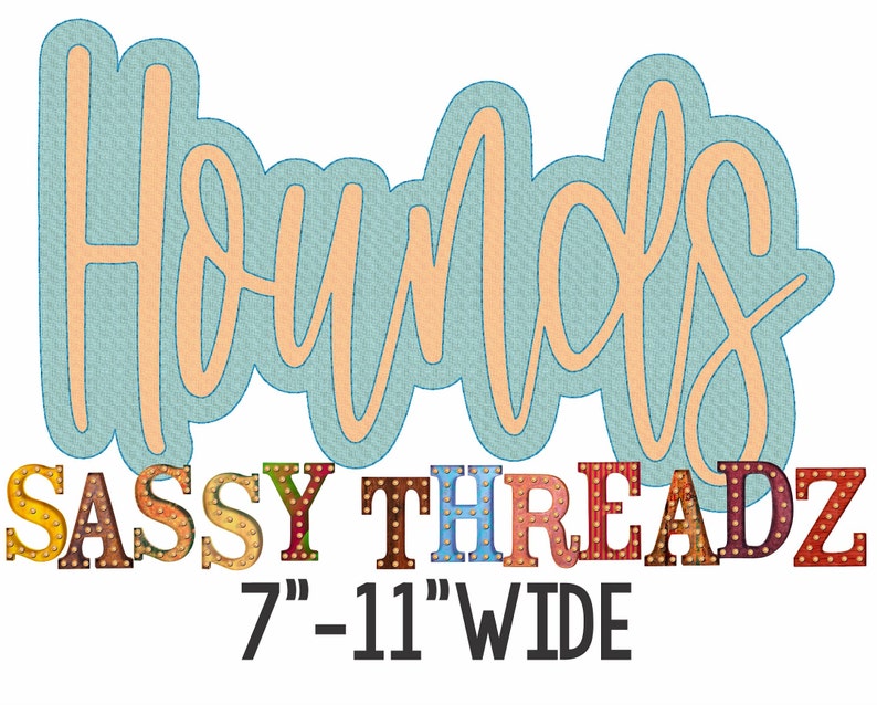 Hounds Double Stacked Bean Stitch Script Applique Embroidery Download ...