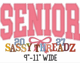 Senior 2027 Arched Zig Zag Stitch Bow Applique Embroidery Download