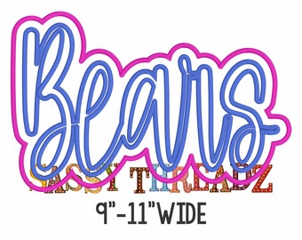 Satin Stitch Bears Script Double Stacked Applique Embroidery Download