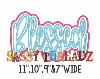 Descarga de apliques bordados con doble apilado de escritura bendecida en puntada de satén