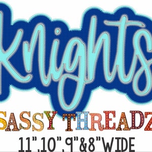 Knights Zig Zag Double Stacked Script Applique Embroidery Download