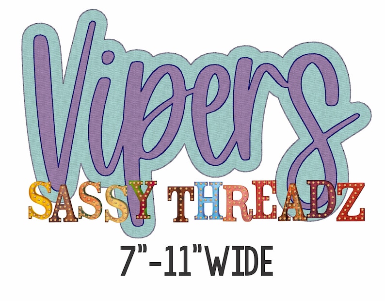 Vipers Bean Stitch Double Stacked Script Applique Embroidery Download ...