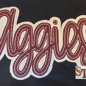 Bean stitch Aggies Double Stacked Script Applique Embroidery Download