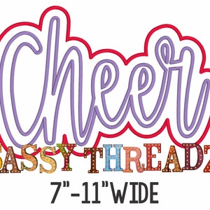 Satin Stitch Cheer Double Stacked Script Applique Embroidery Download