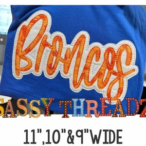 Broncos Double Stacked Bean stitch Script Applique Embroidery Download