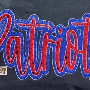 Patriots Bean stitch Double Stacked Script Applique Embroidery Download