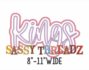 Descarga de apliques bordados de escritura de doble capa de Satin Stitch Kings