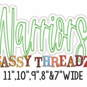 Warriors Zig Zag Double Stacked Script Applique Embroidery Download