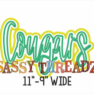 Satin Stitch Cougars Double Stacked Script Applique Embroidery Download