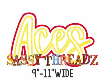 Descargar aplique bordado de guion de doble capa con puntada de satén Aces