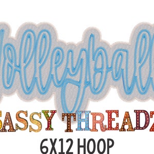 Volleyball Zig Zag Double Stacked Script Applique Embroidery Download