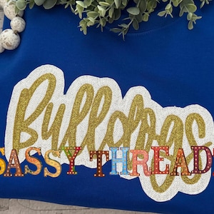 Bean stitch Bulldogs Double Stacked Script Applique Embroidery Download