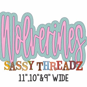 Bean stitch Wolverines Double Stacked Script Applique Embroidery Download