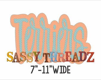 Descarga de apliques bordados con guion doble apilado de Bean Stitch Terriers