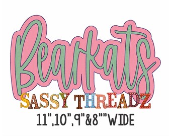 Bean Stitch Bearkats Double Stacked Script Applique Embroidery Download