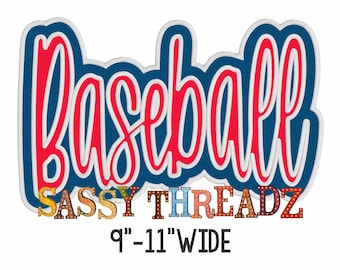 Baseball Double Stacked Satin stitch Script Applique Embroidery Download