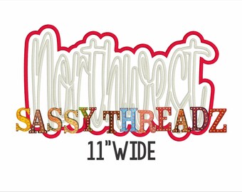 Descarga de apliques bordados de escritura apilada doble del noroeste con puntada de satén