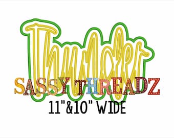 Descarga de apliques bordados con doble apilado de Thunder en puntada de satén