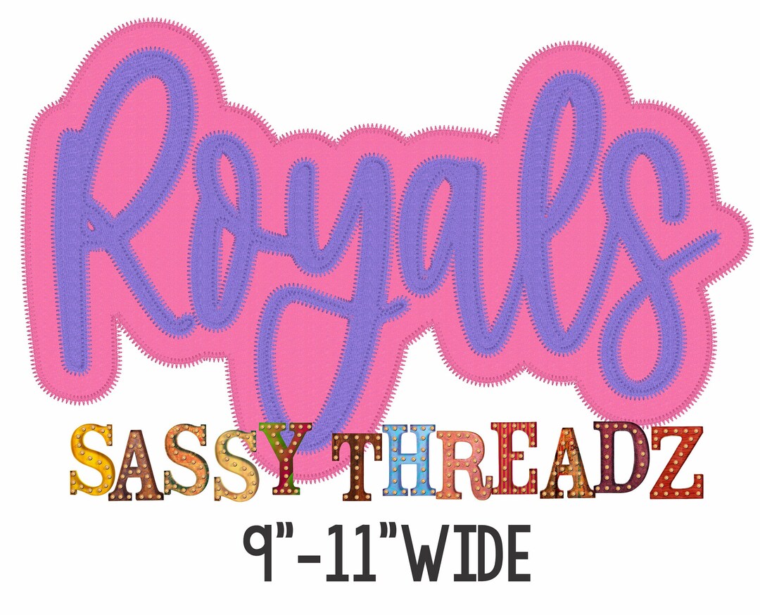 Royals Double Stacked Zig Zag Script Applique Embroidery Download Etsy