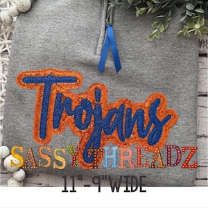 Trojans Bean stitch Double Stacked Script Applique Embroidery Download