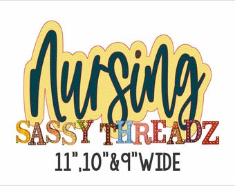 Bean stitch Nursing Double Stacked Script Applique Embroidery Download