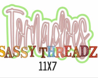 Tornadoes Double Stacked Satin stitch Script Applique Embroidery Download