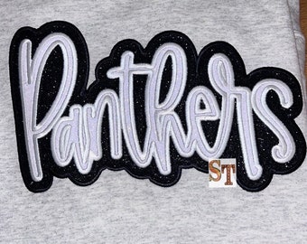Satin Stitch Panthers Double Stacked Script Applique Embroidery Download