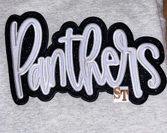 Satin-Stich Panther Doppel Stacked Script Applikation Stickdatei Stickdatei Download