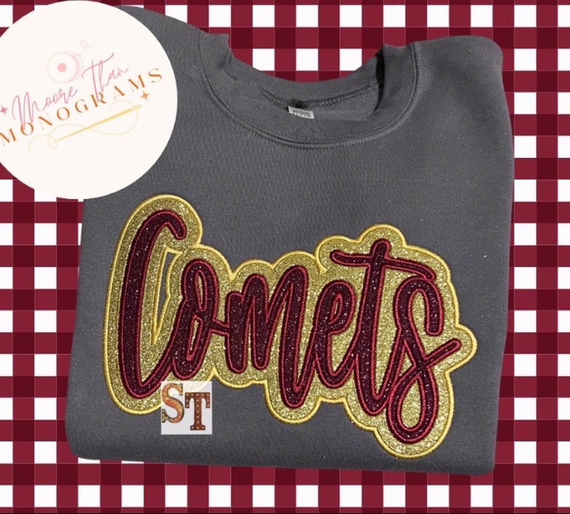 Satin Stitch Comets Double Stacked Script Applique Embroidery Download ...