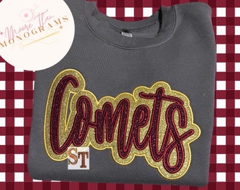 Satin Stitch Comets Double Stacked Script Applique Embroidery Download