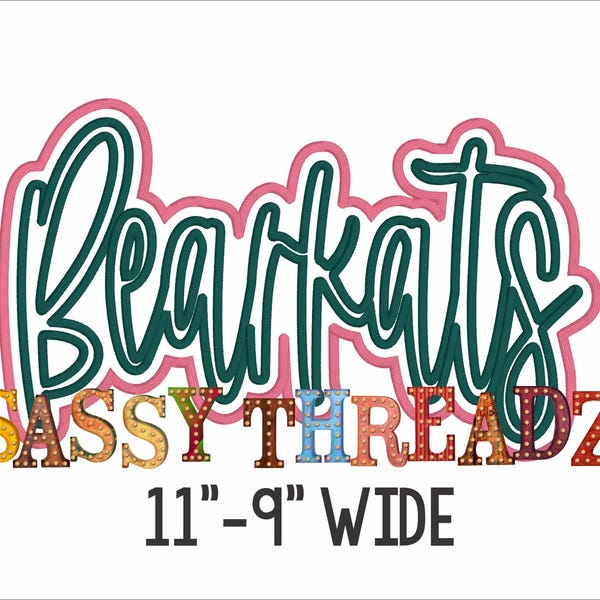 Satin Stitch Bearkats Double Stacked Script Applique Embroidery Download