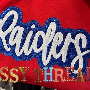 Raiders Bean stitch Double Stacked Script Applique Embroidery Download