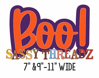 Boo Double Stacked Bean stitch Script Applique Embroidery Download