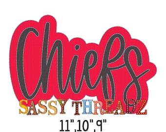 Bean Stitch Chiefs Double Stacked Script Applique Embroidery Download