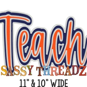 Zig Zag Teach Double Stacked Script Applique Embroidery Download