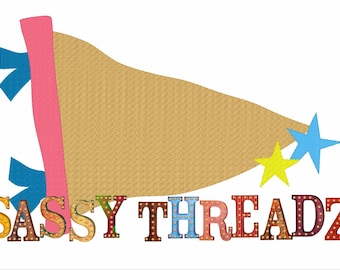 Bean Stitch Game Day Pennant & Stars Applique Embroidery Download