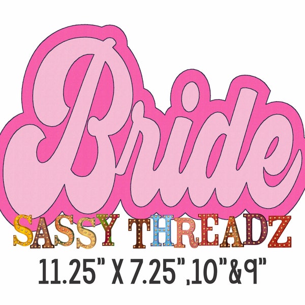 Bean stitch Retro Bride Double Stacked Script Applique Embroidery Download