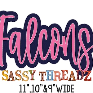 Bean stitch Falcons Double Stacked Script Applique Embroidery Download