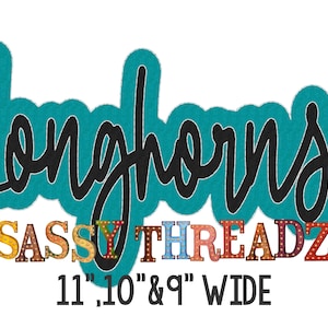 Bean stitch Longhorns Double Stacked Script Applique Embroidery Download