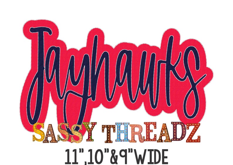 Bean Stitch Jayhawks Double Stacked Script Applique Embroidery Download ...