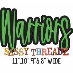 Bean stitch Warriors Double Stacked Script Applique Embroidery Download