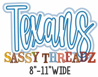 Satin Stitch Texans Double Stacked Script Applique Embroidery Download