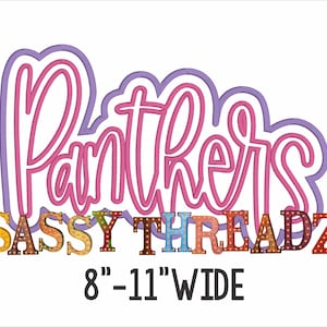 Satin Stitch Panthers Double Stacked Script Applique Embroidery Download