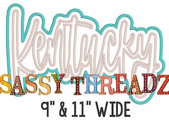 Descarga de apliques bordados con escritura de doble apilado de Kentucky con puntada de satén