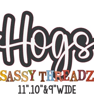 Hogs Bean stitch Double Stacked Script Applique Embroidery Download