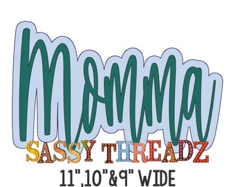 Bean Stitch Momma Double Stacked Script Applique Embroidery Download
