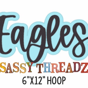 Eagles Zig Zag Double Stacked Script Applique Embroidery Download